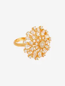 Kushal's Fashion Jewellery Gold-Plated CZ-Studded Finger Ring