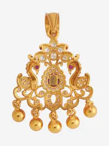 Kushal's Fashion Jewellery Embellished Bridal 92.5 Contemporary Temple Pendant