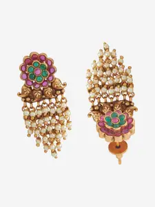 Kushal's Fashion Jewellery Gold-Plated Paisley Shaped Antique Drop Earrings