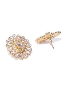 DIVASTRI Gold-Plated Artificial Stones Studded Circular Studs