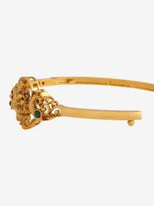 Kushal's Fashion Jewellery Gold-Plated Stone-Studded Antique Kada Bracelet