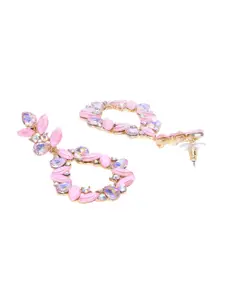 DIVASTRI Gold-Plated Artificial Stones Teardrop Shaped Drop Earrings