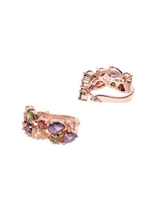 DIVASTRI Gold-Plated Artificial Stone Studded Contemporary Studs