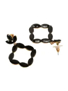 DIVASTRI Gold-Plated Artificial Stones Studded Contemporary Drop Earrings