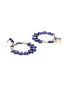 DIVASTRI Gold-Plated Artificial Stones Studded Circular Shaped Drop Earrings