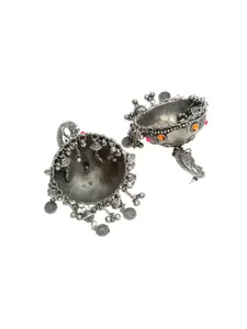 DIVASTRI Artificial Stones Studded Dome Shaped Oxidised Jhumkas