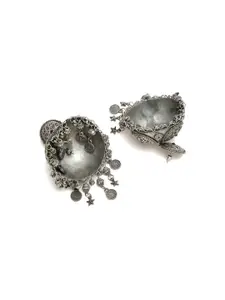 DIVASTRI Silver-Plated Domed Shaped Jhumkas