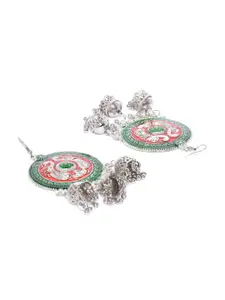 DIVASTRI Silver-Plated Circular Shaped Jhumkas