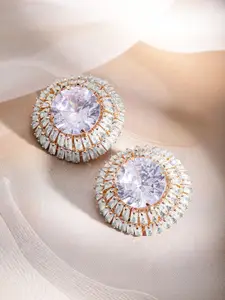 Rubans 18K Gold-Plated Brass Crystal Studded Geometric Studs