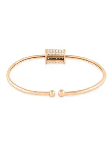 AMI Rose Gold-Plated Cubic Zirconia Studded Dazzling Kada Bracelet