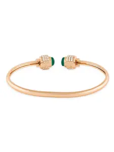 AMI Rose Gold-Plated Cubic Zirconia Studded Dazzling Kada Bracelet