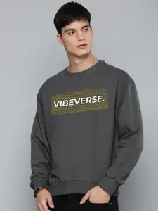 R.Code by The Roadster Life Co. Men Oversized Printed Sweatshirt