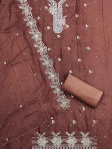 Panzora Floral Embroidered Beads and Stones Unstitched Dress Material