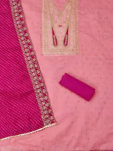 Panzora Paisley Embroidered Sequinned Chanderi Silk Unstitched Dress Material