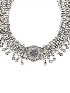 TEEJH Rekhi Silver-Plated Oxidised Necklace