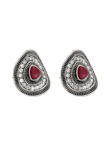 TEEJH Roohi Silver-Plated Contemporary Oxidised Studs