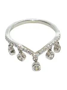 Luxevogue Princess Crown Rhodium-Plated Sterling Silver Cubic Zirconia Finger Ring