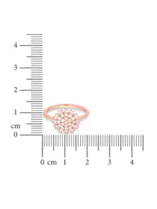 Luxevogue Spiral Blossom 925 Sterling Silver Rose Gold-Plated Cubic Zirconia Finger Ring