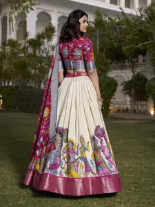 LOOKNBOOK ART Kalamkari Printed Ready to Wear Lehenga & Unstitched Blouse With Dupatta