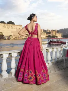 LOOKNBOOK ART Printed Ready to Wear Lehenga & Unstitched Blouse With Dupatta