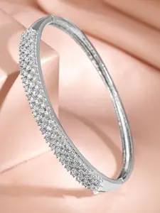 Rubans Rhodium Plated Cubic Zirconia Bangles Style Bracelet