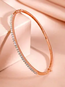Rubans Rose Gold Plated Cubic Zirconia Bangle Style Bracelet