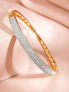 Rubans 22K Gold Plated Cubic Zirconia Bangles Style Bracelet