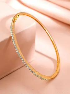 Rubans 22K Gold Plated Cubic Zirconia Bangles Style Bracelet