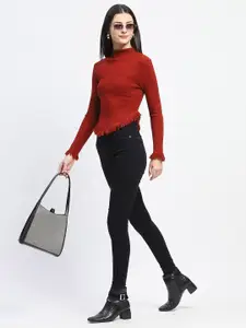 Madame Women Self Design Ribbed Pullover