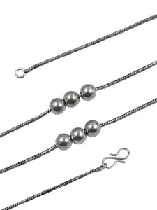 NAMAN ARTS Silver-Plated Heart Shaped Oxidised Pendant With Chain