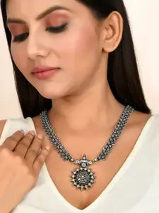 NAMAN ARTS Silver-Plated Oxidised Necklace