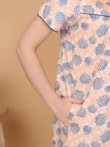 Sweet Dreams Women Pure Cotton Floral Printed Maxi Nightdress
