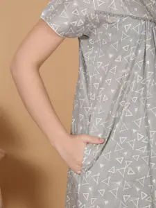 Sweet Dreams Women Pure Cotton Printed Maxi Nightdress