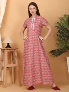 Sweet Dreams Women Pure Cotton Printed Maxi Nightdress