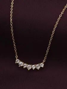 PALMONAS 18KT Gold-Plated Stainless Steel CZ Stone-Studded Anti-Tarnish Necklace