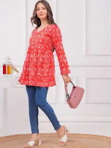 MF ERA Women Jaipuri Floral Printed Pure Cotton Kurti