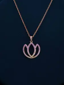 Zalkari 18K Rose Gold-Plated Sterling Silver Floral Cubic Zirconia Pendant