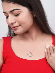 Zalkari Rhodium-Plated Sterling Silver Cubic Zirconia Circular Pendant