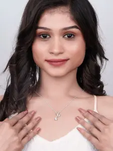 Zalkari Rhodium-Plated Sterling Silver Cubic Zirconia Bow Knot Pendant