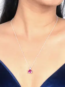 Zalkari Rhodium-Plated Sterling Silver Cubic Zirconia Sun Shaped Pendant