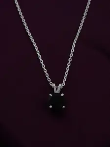 Zalkari Silver-Plated Sterling Silver Cubic Zirconia Diamond Spherical Pendant