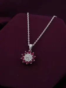 Zalkari Rhodium-Plated Sterling Silver Cubic Zirconia Flory Penache Pendant