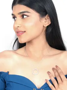 Zalkari Rhodium-Plated Sterling Silver Cubic Zirconia Circle of Life Pendant