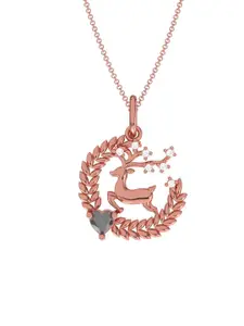 Zalkari Rose Gold-Plated Sterling Silver Cubic Zirconia Deer Style Pendant