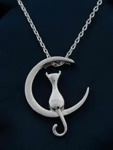 Zalkari Rhodium-Plated Contemporary Pendants with Chains