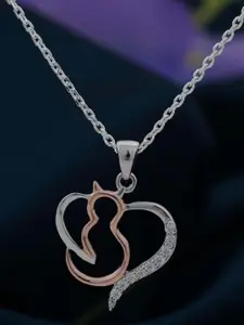 Zalkari Rhodium-Plated Contemporary Pendants with Chains