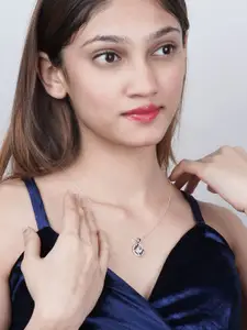 Zalkari Sterling Silver Rhodium-Plated CZ Studded Circular Shaped Pendant