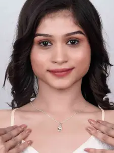 Zalkari Sterling Silver Rhodium-Plated CZ Studded Bling Queen Pendant