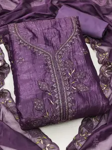 MANVAA Floral Embroidered Sequinned Unstitched Dress Material