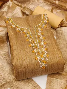 MANVAA Floral Embroidered Beads and Stones Unstitched Dress Material